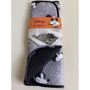 Disney Mickey Mouse Halloween Drying Mat 16”x18” Spider Webs Grey NEW